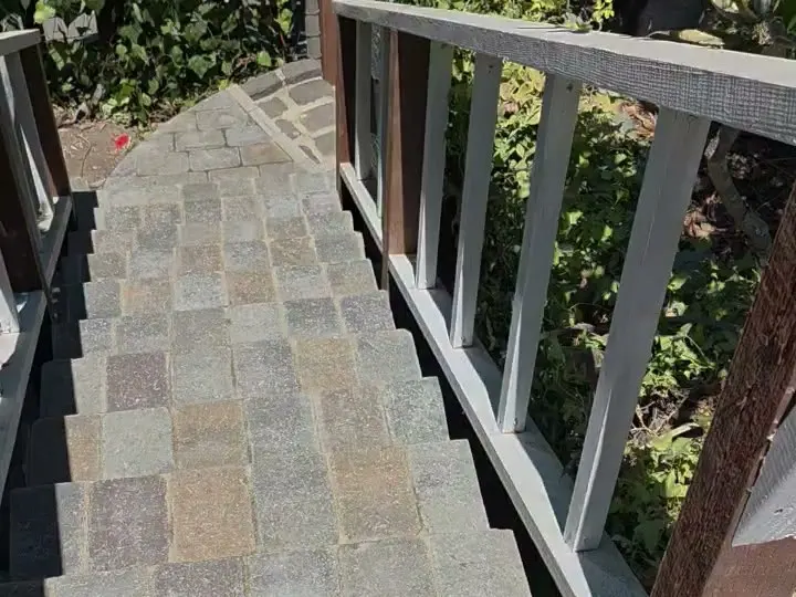 Outdoor stairs with paver treads
